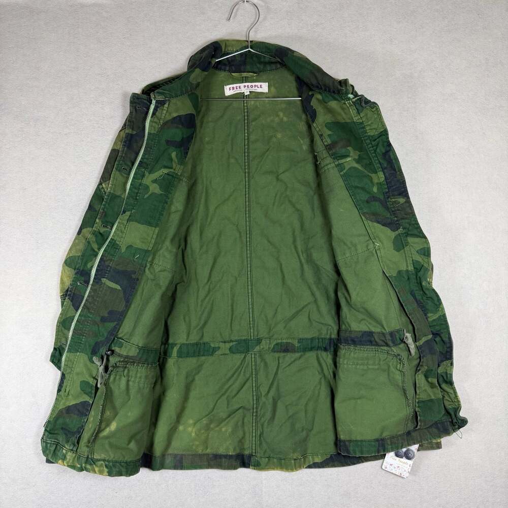 Free People Jacket Size M Seize The Day Military Utility Field Camo Green - Picture 8 of 10